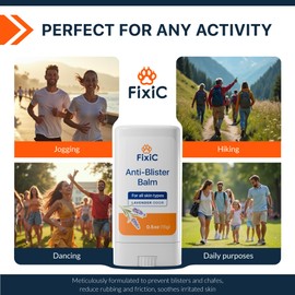 Fixic Anti Blister Balm - 2 PCS Pack - Premium Blister Prevention Balm with Lavender Scent - Anti Chafing Stick for Heel Blister Prevention - Anti Chafe Stick to Forget About Blisters Forever!