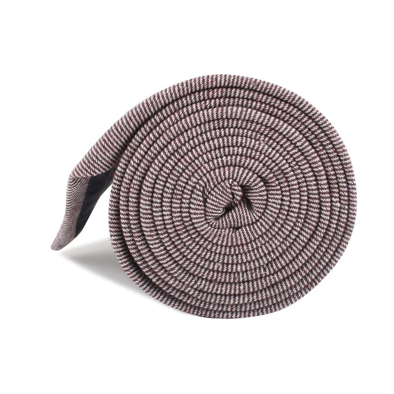 OTAA Brown & White Twill Stripe Linen Necktie Casual Ties