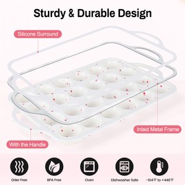 POPYEAH 2Pack Silicone Muffin Pan for Baking with Metal Reinforced Frame, 12 Cup Regular Size Cupcake Pan, BPA Free Silicone Muffin Tray, Cupcake Baking Pan Molds for Oven Dishwasher Safe (4, White)