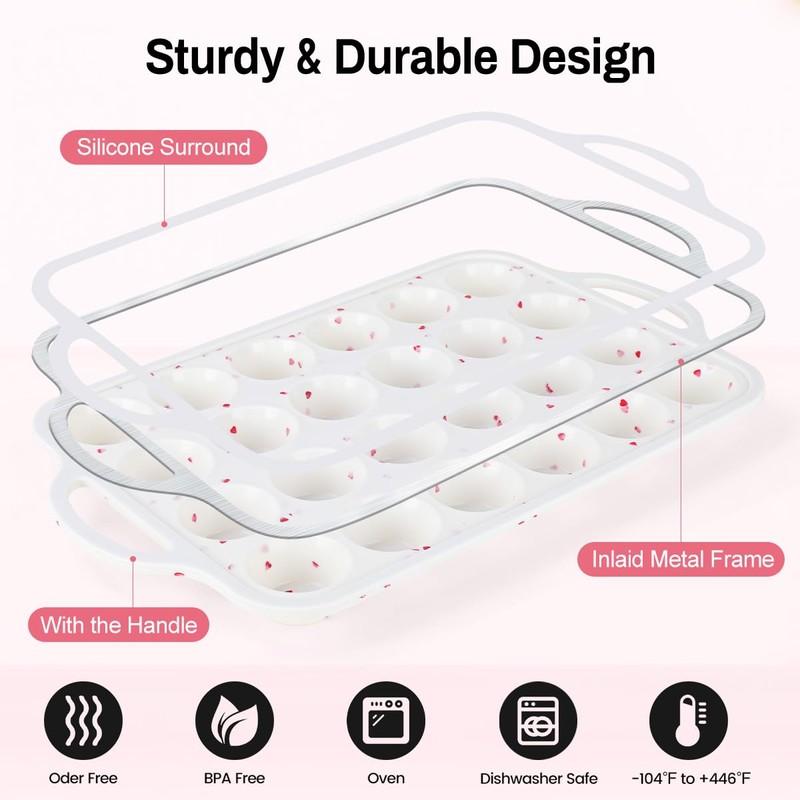POPYEAH 2Pack Silicone Muffin Pan for Baking with Metal Reinforced
