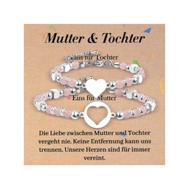 YELUWA Mother Daughter Gift Bracelet, Gifts for Mum for Mother's Day, Mother Daughter Bracelets for 2, Gifts for Birthday, Christmas, First Day of School, Graduation, Back to School, Stainless Steel