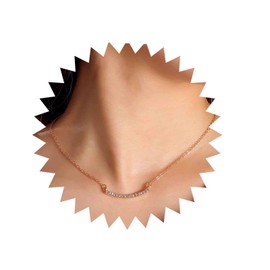 Andelaisi Boho Crystal Bar Choker Necklace Vintage Horizontal Cz Bar Necklace Gold CZ Chain Necklace Minimalist Bar Necklace Jewelry for Women