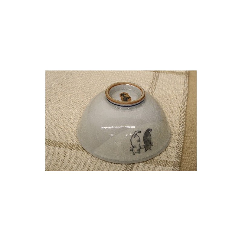 Matsumoto Pottery 11539 Nyanko Rice Bowl (Large)