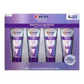 Crest 3d wthie deep stain remover daily toothpaste 4 value pack NEW