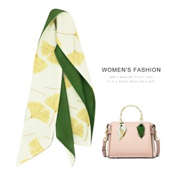 Mengmeng Angel Fashion Satin Scarf Versatile Hair Tie Headband and Skinny Handbag Ribbon Scarf and Head Accessory for Women