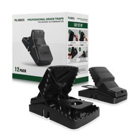 Filpestco Set of 12 Professional Grade Extra Large Rat Snap Traps, Mouse Trap, Reusable Trap, Heavy Duty for Indoor and Outdoor Pest Control Rodent Solutions