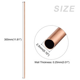 METALLIXITY Copper Pipe (2.5 mm OD x 0.25 mm Wall D x 300 mm L) Straight Hoses for Household Appliances Machines DIY Handmade Pack of 4