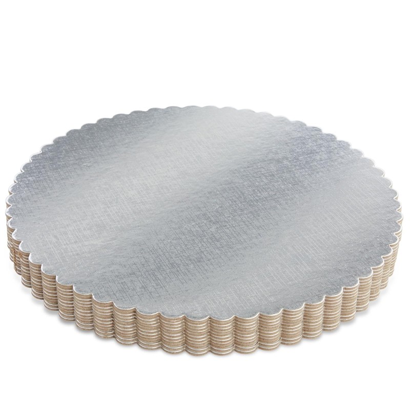 Juvale 10-Inch Scalloped Silver Cake Boards - 10 in, 12-Pack