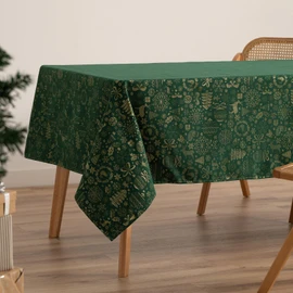 GAMUSI Tablecloth Christmas Jacquard Golden Thread Dining Table Square Christmas Decoration 140 x 100 cm, Green