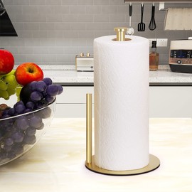 OBODING Gold Countertop Paper Towel Holder, Stainless Steel, Modern Kitchen and Bathroom Organization