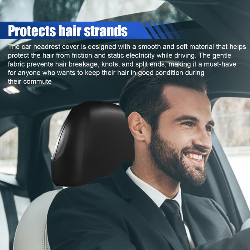 UHANBUT 2PCS Car Seat Headrest Cover, PU Soft Elastic Waterproof