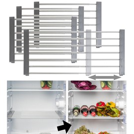 Rosenstein & Söhne Fridge Shelf Univ. Set of 4 Univ. Shelves for Fridge / Shelves, Extendible up to 60 cm (Fridge Storage Dividers, Wardrobe Organiser, Kitchen Helper)