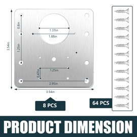 Cabinet Hinges Repair Plate, 8 Pcs Stainless Steel Hinge Repair Brackets, Hinges Repair Fixing Plates for Kitchen Cabinets, TV Cabinets, Wardrobes (Silver)