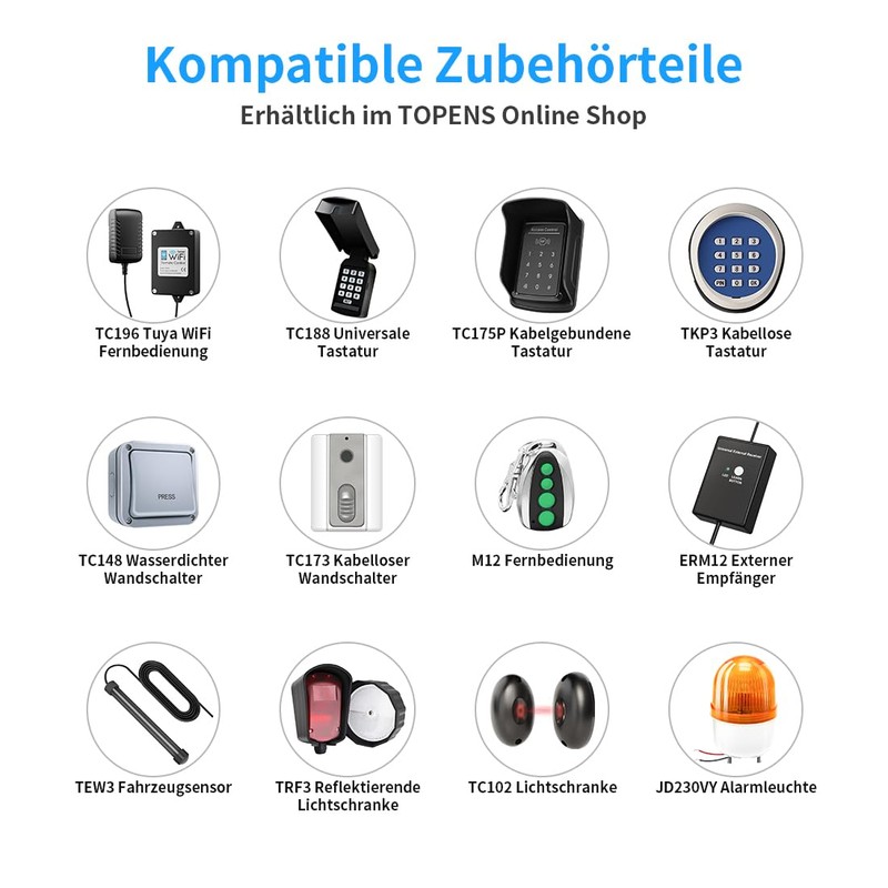 TOPENS ERM12 Universal External Receiver and Remote Control Set for