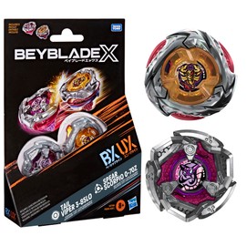 Beyblade X, Spear Scorpio 0-70Z UX e Tail Viper 3-85LO BX, set Dual Pack con 2 trottole con rotazione a destra di Takara Tomy, trottole da battaglia giocattolo, dagli 8 anni in su