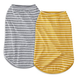 Koneseve Dog Shirt Vest Lightweight Stretchy Dog T-Shirt Soft Cool Shirts Sleeveless Stripe Vests Breathable Clothes for Puppy Kitty Cats Small Medium Large Dogs 2 Pack Yellow + Light Grey [ XL ]