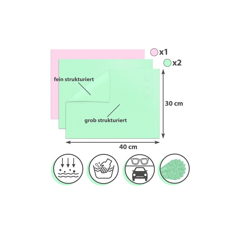 3 XXL Glasses Cleaning Cloths – Absorbent Microfibre Cloths –