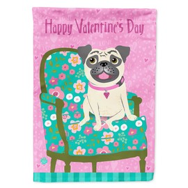 Caroline's Treasures VHA3002GF Happy Valentine's Day Pug Flag Garden Size, Small, Multicolor