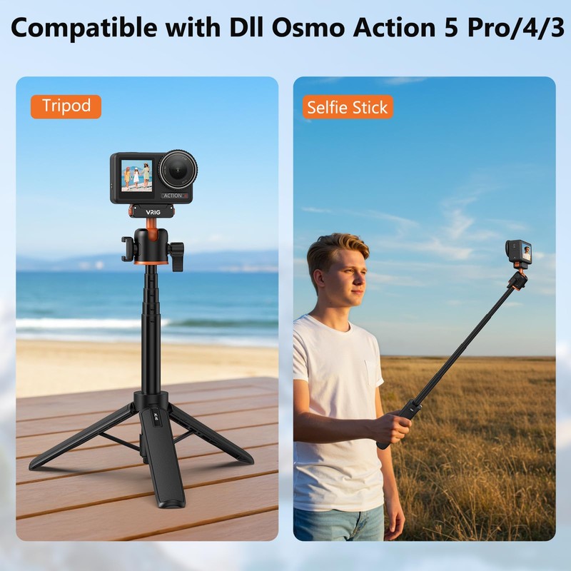 VRIG 54 cm Osmo Action Mini Extension Rod, Integrated Ball