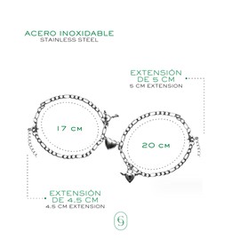 CLEPSIDRA Pulsera para pareja San Valentin, pulsera para mujer y hombre. Regalos y accesorios de acero inoxidable mujer ideales para tu novia, amiga o esposa. Brazalet ajustable. Jewelry gitf