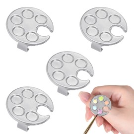 4 Pack Mini Nail Paint Art Palette Finger Rings Metal Manicure Palette Tools Makeup Palettes