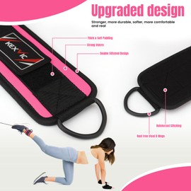 Kexvic Ankle Straps for Cable Machines Pair- Professional Gym Cuffs for Legs Kickback, Abs, Glute Workouts, Leg Extensions, Curls, Booty Hip-Double D-Ring Cable Attachment Strap Men Women
