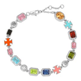 Solstice Gemstone Anklet - Stone Colors: White Gold, Size: Plus (9in + 4in adjuster)