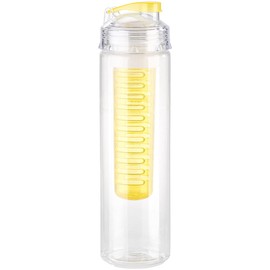 Rosenstein & Söhne Drinking Bottle with Insert: Drinking Bottle, Water Bottle with Fruit Container, Tritan, BPA-Free, Yellow (Water Bottle with Aroma Insert, Drinking Bottle with Fruit Insert)