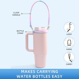 Lconvicely - Paquete de 2 asas para botella de agua, soporte para botella de agua de silicona suave, eslinga, cordón, portador con correa, se adapta a la mayoría de botellas de agua de 8 a 40 onzas,