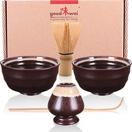 Goodwei Matcha Duo Set with Two Bowls and whisk Holder