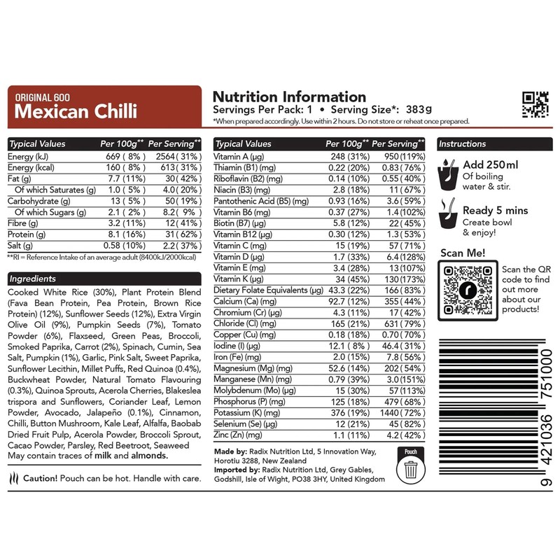 Radix Original Meal - Mexican Chilli