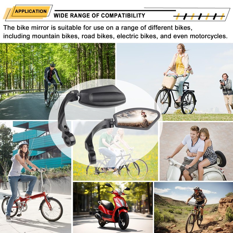 FUDOVA 2 Pack New Handlebar Bike Mirrors, HD,Blast-Resistant, Sturdy Stainless