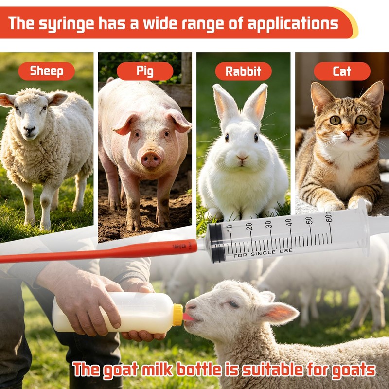 24Pcs Lamb and Goat Kid Feeding Tube Kit Feeding Bottles