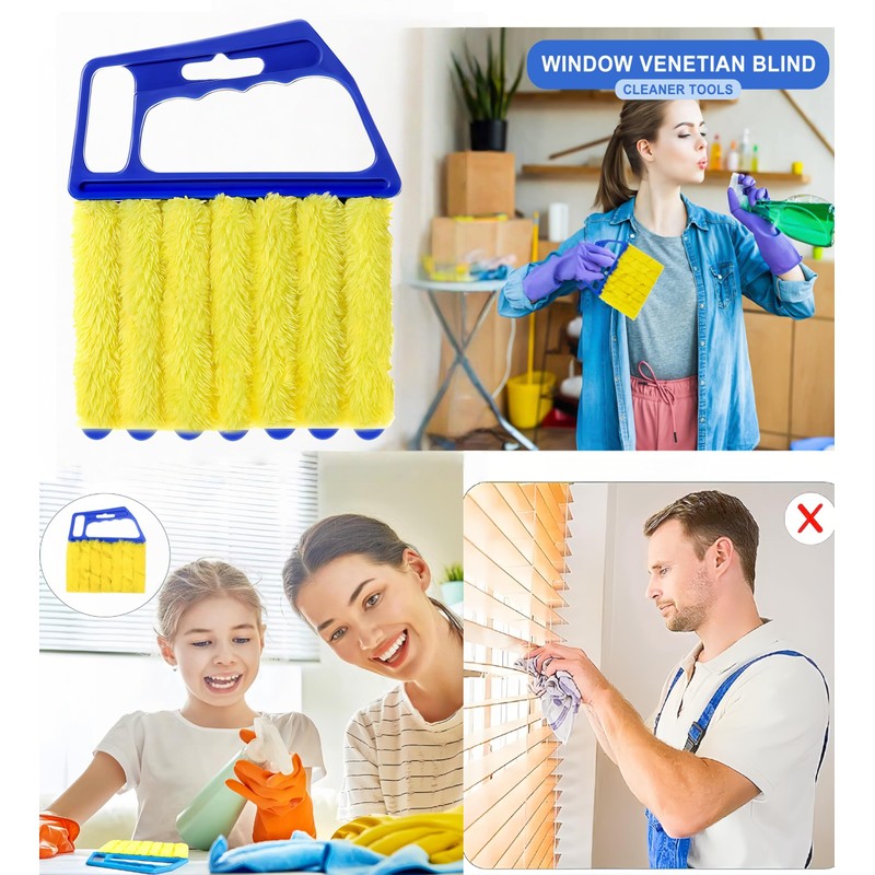 4Pcs Window Blinds Cleaner Shutters, 2* Blind Cleaners 1*Window Gap
