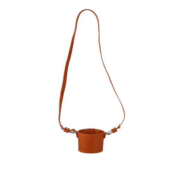 Bombinate Leather Cup Holder Round Coffee Handle Strap Bag