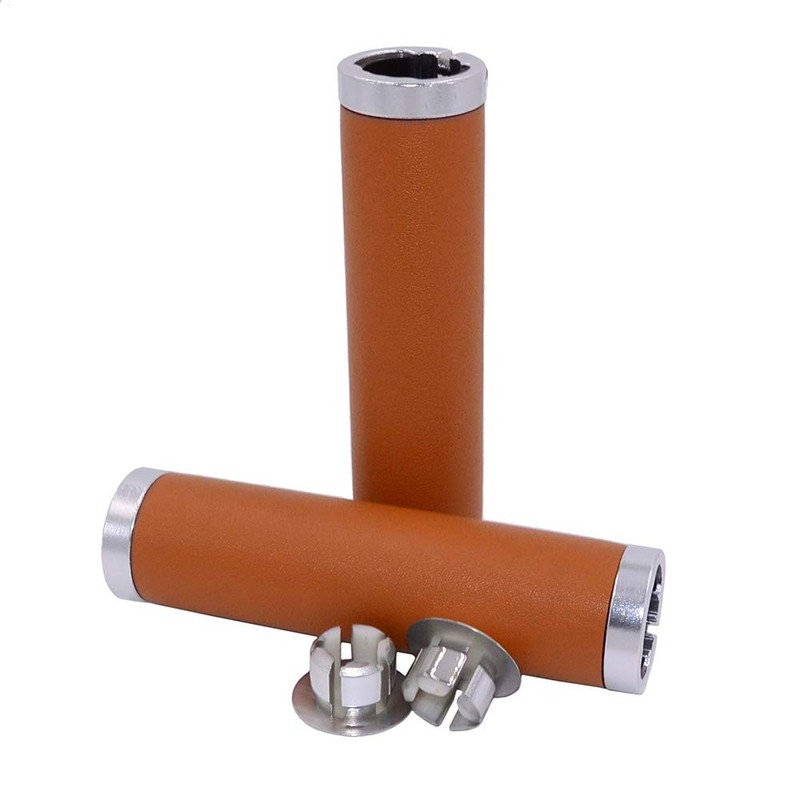 UPANBIKE Bicycle Grips with Double Closure, Leather Handlebar Grips Suitable