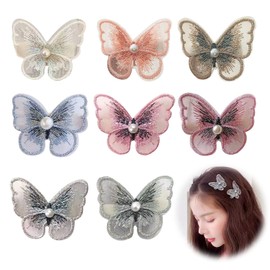 Doyeemei Butterfly Hair Clip Hairpin (8 Pcs) Cute Flashing Hair Ornaments Hair Clips Party Kids Birthday Wedding Women Color