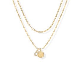 PAVOI 14K Yellow Gold Plated Initial Letter Pendant Layered Necklace for Women - Alphabet Letter Statement Layering Necklace - Letter O, Yellow Gold, Cubic Zirconia