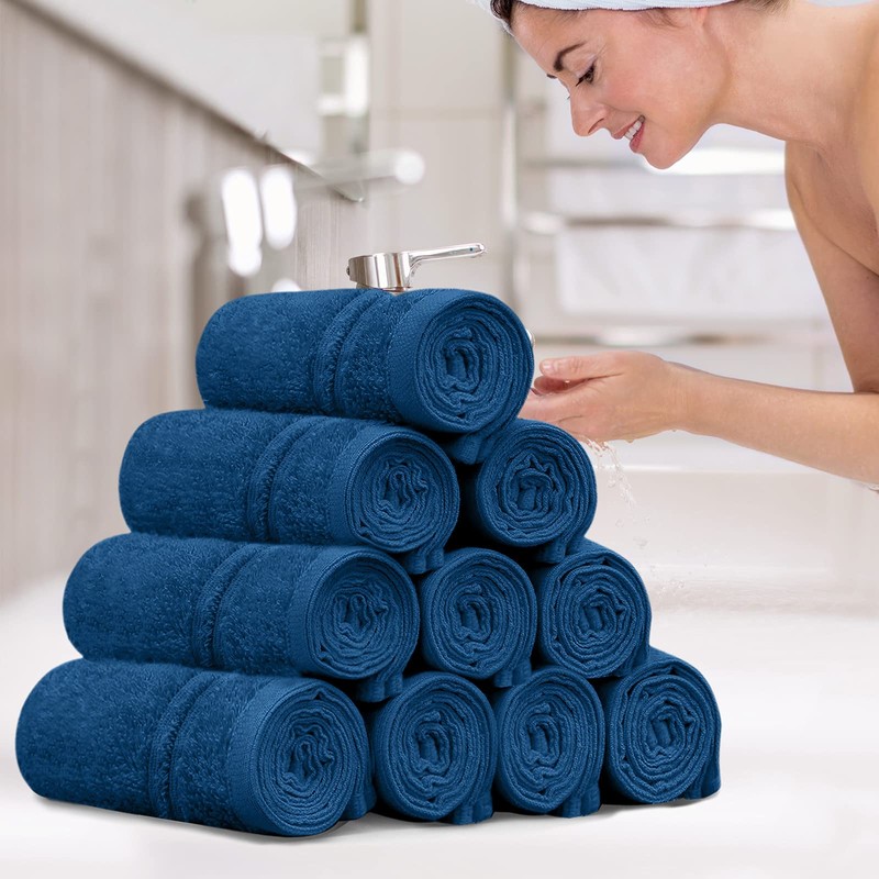 LINENOVA 100% Cotton Face Washer Towel (10 Pack) - Ultra-Soft,