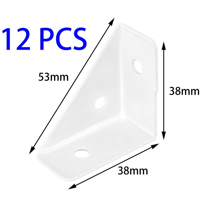 12 PCS Triangle Corner Brackets,Angle Support for Furniture Fastening (White)