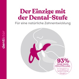dentistar Latex Dummy Set of 3 - Size 1 Dummy 0-6 Months - Tooth-friendly Natural Rubber Dummy with Dental Level - BPA-Free - Made in Germany - Heart, Pink