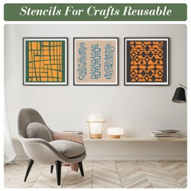 Geometric Texture Stencils for Crafts Reusable 16Pcs Stencils(10X8 Inch)