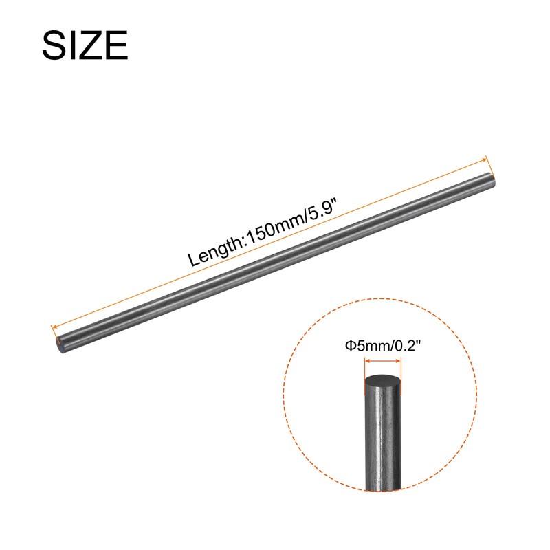 sourcing map 4 Pack Carbon Fiber Rod, 5mm x 150mm
