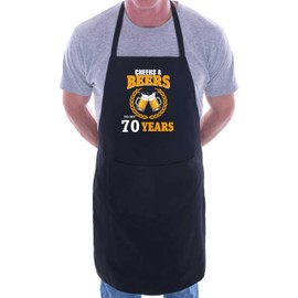 Print4U Cheers & Beers 70th Birthday Apron 70 Year Old Gift Birthday Present Black