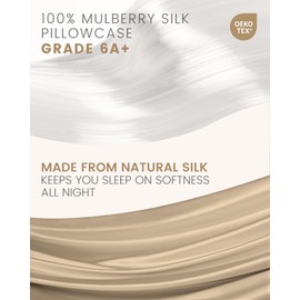 THXSILK Set of 2 Silk Pillowcase for Hair and Skin, 100% Mulberry Silk Bed Pillowcase Ultra-Soft, Hypoallergenic Soft Breathable Silk Pillow Case with Hidden Zipper, King Size 20"x36", Taupe