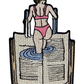 ZEGINs Swimming In the Books Patch Embroidered Applique Badge Iron On Sew On Emblem