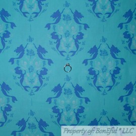 Camelot Fabrics BonEful FABRIC FQ Cotton Quilt Aqua Blue Ariel Flower Girl Little Mermaid Damask