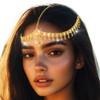 Woeoe Tassel Gold Head Chain Jewelry Boho Rhinestone Headpiece Festival