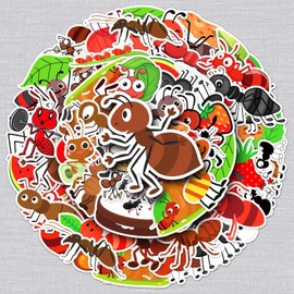 Ant Sticker Set, 50 Pieces, Cute Decoration for Car, Laptop, Skateboard, Bicycle, Moped, Motorcycle, Bicycle, Computer, Suitable for Adults and Children