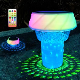 2025 Upgrade Solar Pool Chlorine Floater, Swimming Pool Chlorine Tablet Floater with Colorful Light, Floating Chlorine Dispenser for Pool Fits 4×3inch Tablets, Adjustable Flow Pool Tablet Holder